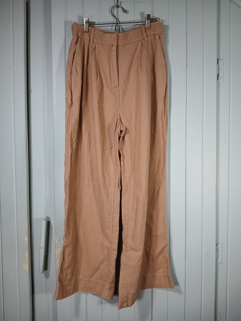 Abercrombie & Fitch Linen-Cotton Blend High-Waist Wide Leg Pants